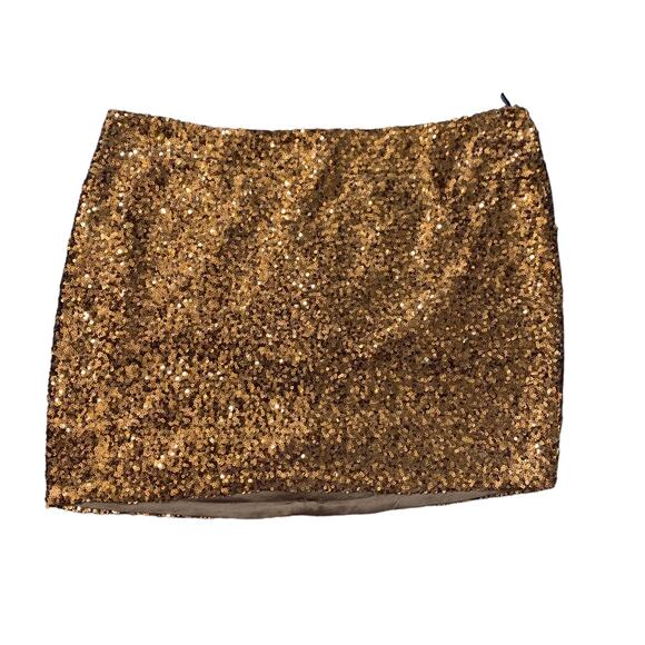 MM Couture Miss Me bronze sequin mini skirt size L - Picture 1 of 10